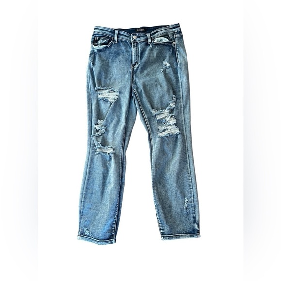 Judy Blue Denim - Judy Blue Andrea Boyfriend Fit High Rise Destroyed Distressed Ankle Jeans 15/32